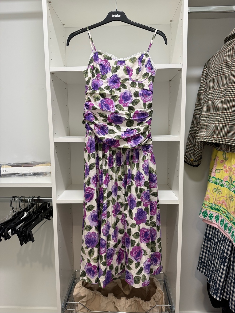Maeve White Dress with Purple Floral Print